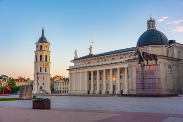 Poster - Saint Stanislaus cathedral in the lithuanian capital vilnius during night.