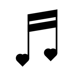 Poster - love shape in music notes