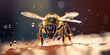 Remarkable macro image capturing a honey bee's flight. Generative AI