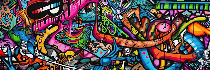 vibrant colors come alive in this street art mural, expressing the artists creativity through a mix 