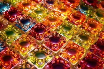 Poster - vibrant and colorful glass tile up close. Generative AI