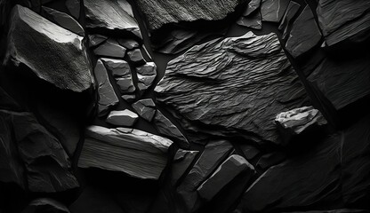 Poster - Dark grey black slate texture background. Generative AI