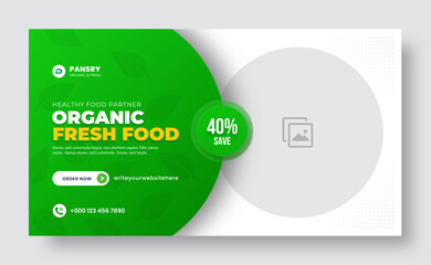 Wall Mural - Organic and Healthy Food Banner Template. Organic Food Social Media Post Banner Design. Organic Food web banner template design. Agriculture and Farming service web banner. Food flyer design template.