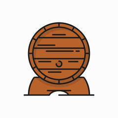 Canvas Print - Wooden barrel color outline icon. Vector oak keg with wine container, tank with winery products, barrel to store traditional alcohol drinks