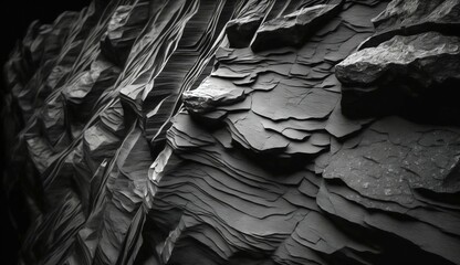 Poster - Dark grey black slate texture background. Generative AI