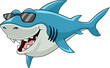 Cute shark cartoon with sunglasses