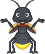 Cute happy firefly cartoon on white background