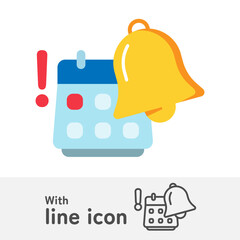 Poster - don't miss the date, turn on notification  concept illustration flat design editable vector eps10. with outline icon