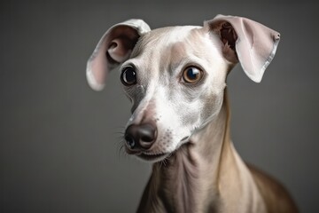 Portrait of an Italian Greyhound on a white background - Generative AI Illustration