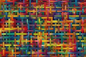 Poster - colorful geometric pattern composed of squares and rectangles. generative ai