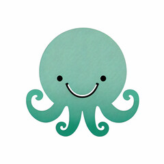 Poster - Cute Octopus Logo. Generative AI