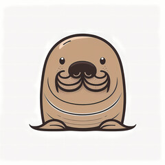 Sticker - Cute Walrus logo. Generative AI