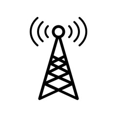 Poster - Radio communication tower and radio waves. Base station icon. Vector.