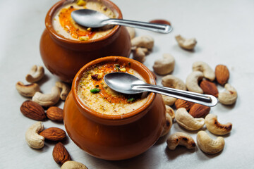 Kulfi ice cream in clay pots.