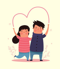 Poster - young couple with hearts