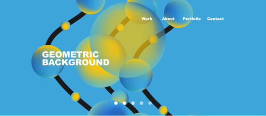 Network concept, line points connections geometric landing page background.