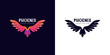 awesome phoenix wings gradient logo illustration and black silhouette bird eagle logo design