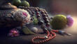 Tasbih, prayer beads, chaplet. Dreamy and fantasy. Vector illustration. Generative AI