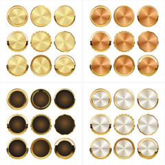 Wall Mural - collection of golden silver bronze and brown badges and labels retro style