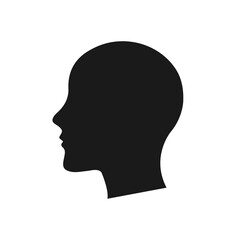 Human head silhouette  black color white background face side view