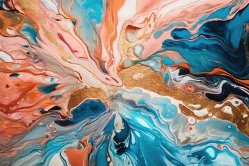 Fototapete - colorful abstract painting with intricate details and textures. Generative AI