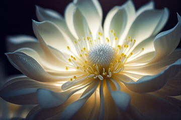 Fototapete - Seamless pattern with a light gold Cherry flowers.  illustration Generative AI
