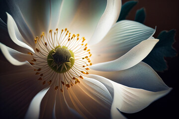 Fototapete - Seamless pattern with a light gold Cherry flowers. illustration Generative AI