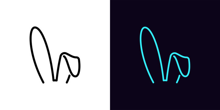 outline bunny ears icon, with editable stroke. rabbit ears silhouette, easter hare pictogram. cute b