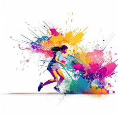 Wall Mural - A illustration of a girl practicing running. Concept of healthy life and sports