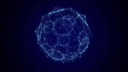 Poster - Futuristic digital shape from dots and lines. Network connection structure. Big data visualization. 3D rendering.	