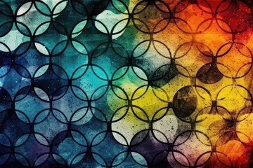 Poster - vibrant abstract design featuring circles and stars. generative ai