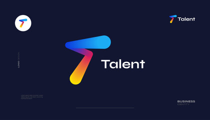 Wall Mural - Creative and Vibrant Letter T Logo Design with Colorful Gradient Concept. T Logo with Blend Style for Business and Technology Brand Identity