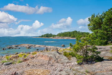 Wall Mural - Coastal view of the island Rovaren and The Gulf of Finland, Espoo, Finland