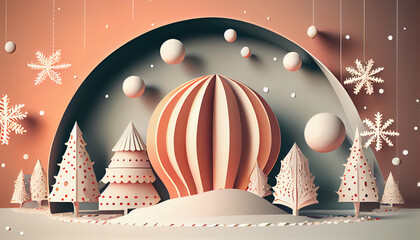 Wall Mural - Abtrabs background illustration christmas festival. Generative AI