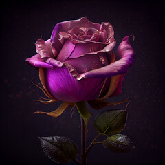 purple rose flower in black background generative ai