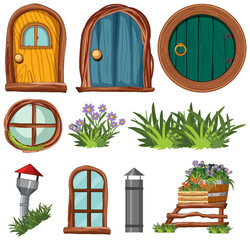 Canvas Print - set of fairy tales house elements