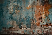 An Aged Wall With Peeling Paint And Weathered Texture. Generative AI