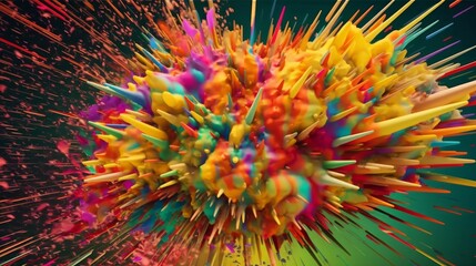 Poster - Explosion of colorful paint streaks, created with generative ai