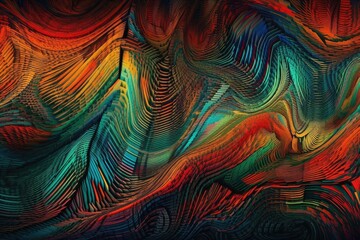 Aufkleber - vibrant abstract painting with flowing lines and bright colors. generative ai