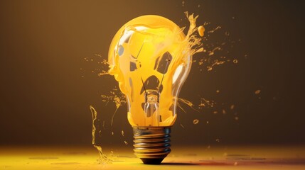 Poster - Digital illustration about light bulb. Generative AI