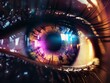 Iris Implantat für scharfes sehen im menschlichem Auge Nahaufnahme, ai generativ