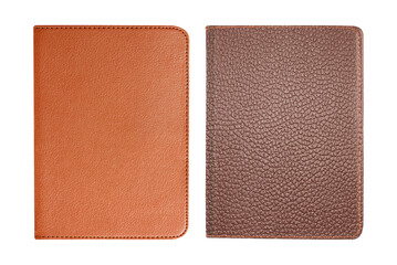 brown notebook leather cover isolated on white background with clipping path