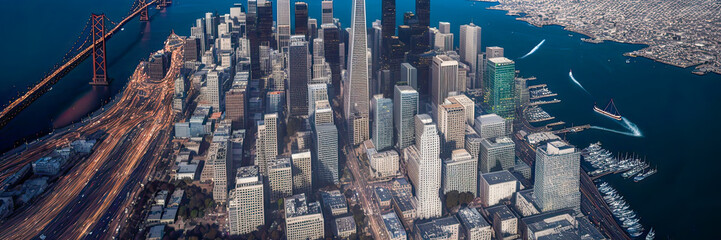  Aerial view of San Francisco at night - Generative AI