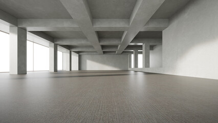 Aufkleber - 3d render of empty concrete room.