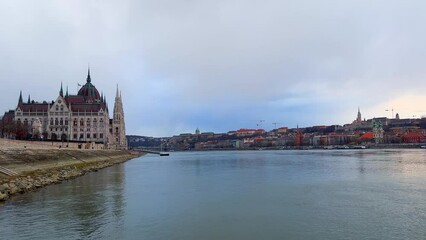 Sticker - The clouds over Danube and Parliament of Hungary, Budapest