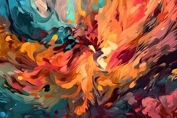 Canvas Print - vibrant and colorful abstract painting. Generative AI