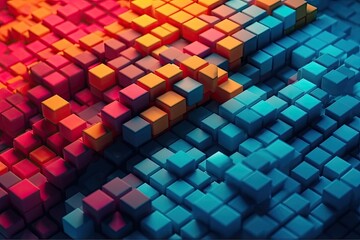 Poster - vibrant and multicolored cube pattern as a background. generative ai