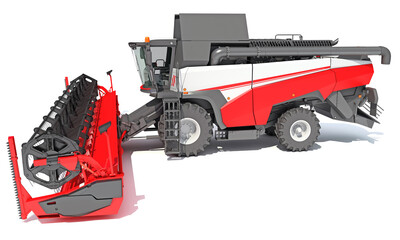 Wall Mural - Farm Combine Harvester 3D rendering on white background