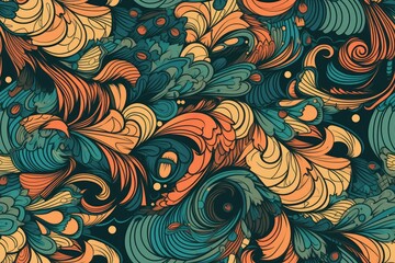 Poster - vibrant wave and bubble pattern. Generative AI