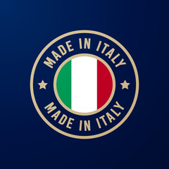 Sticker - Golden Medal With Italian Falg And Text Made In Italy